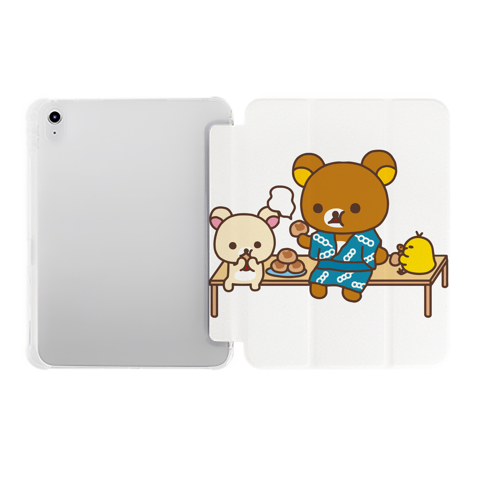（画像用） リラックマ リラックマ キイロイトリ Rilakkuma Korilakkuma Kiiroitori IPad ケース ペン収納付き 三つ折りスタンド PUレザー×シリコン 対応機種9.5/10.5/10.9インチ